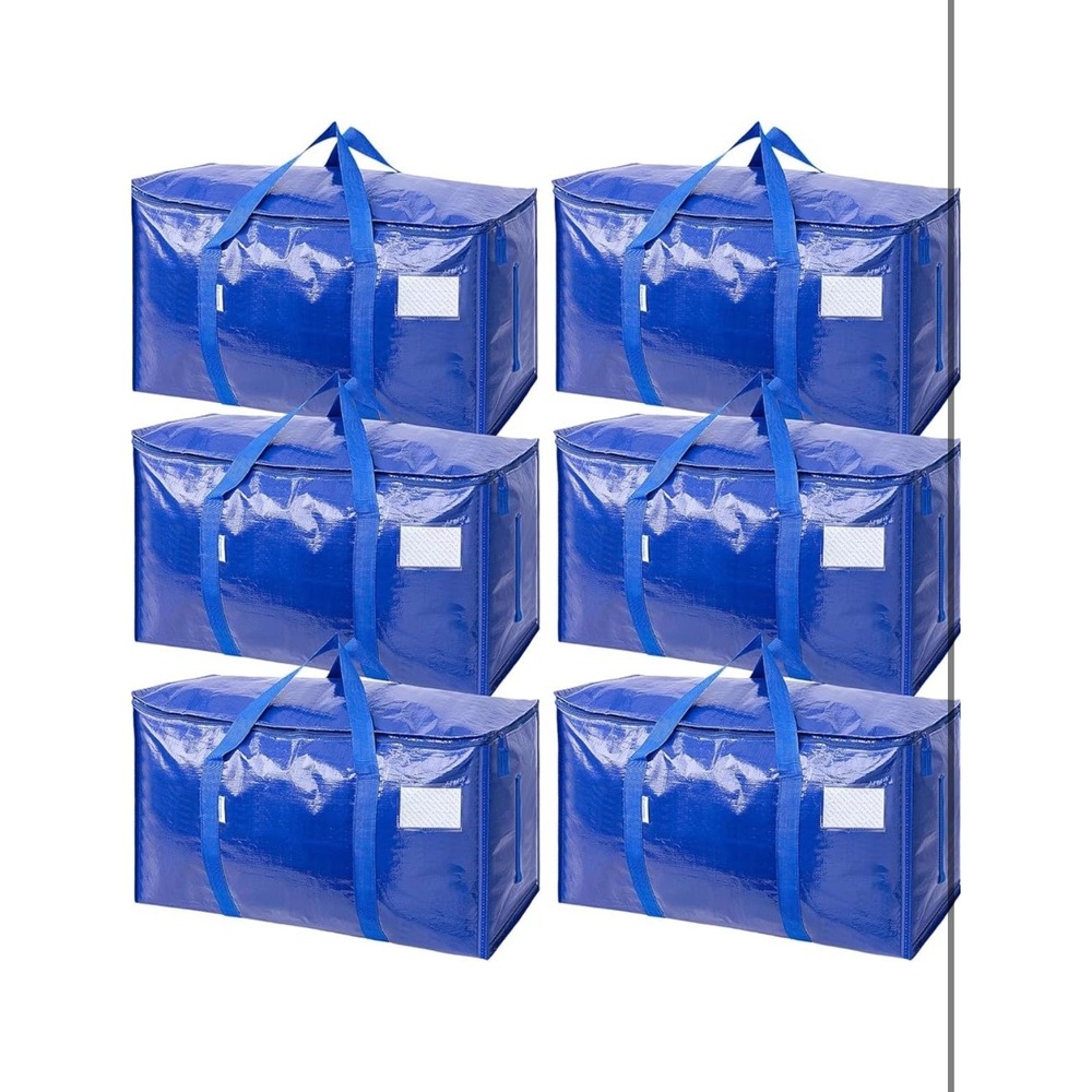 TICONN 24 Gallon Heavy Duty Moving & Storage Bags – Set of 6 Blue Zipper Bags